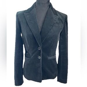 Body by Victoria Y2K black velour blazer jacket size 2 cotton stretch lined